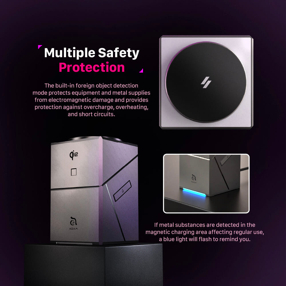 แท่นชาร์จไร้สาย ADAM elements Mag Qube Qi2 3-in-1 Intelligent Charging Station สีเทา